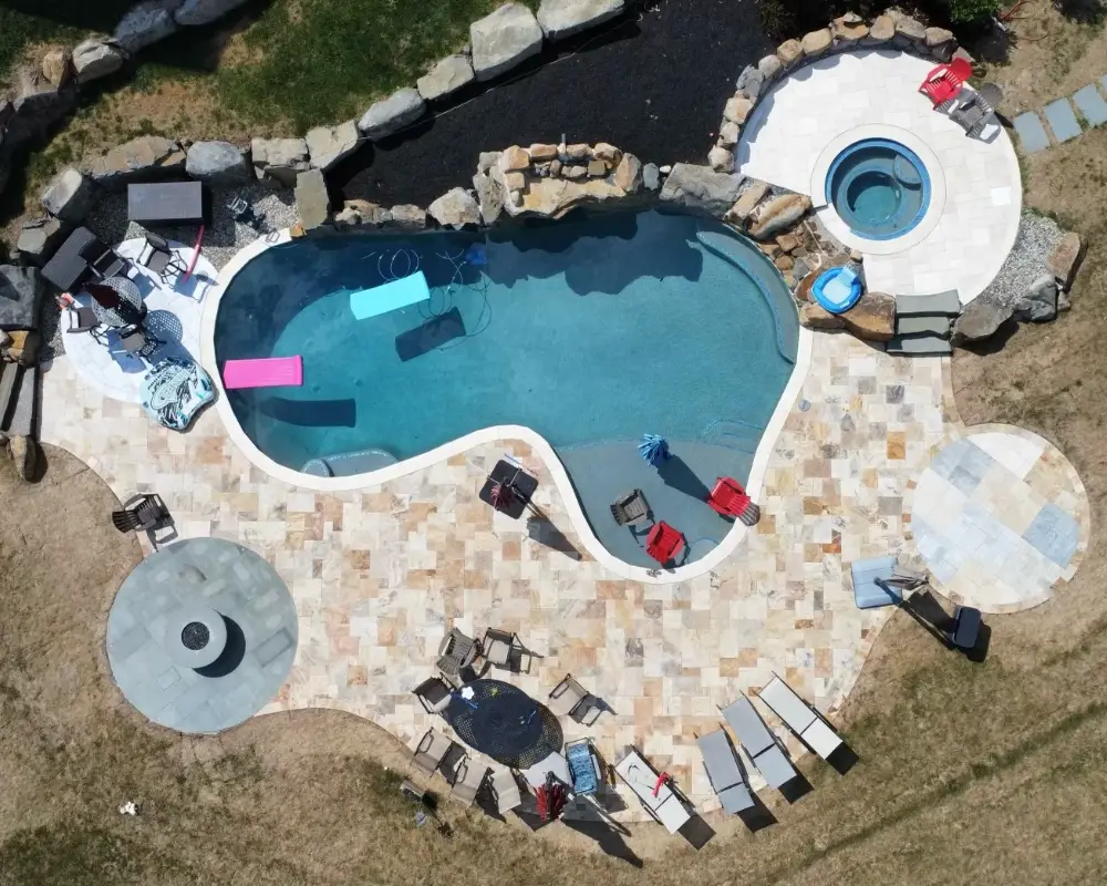 Freeform Pool, Spa & Travertine Deck