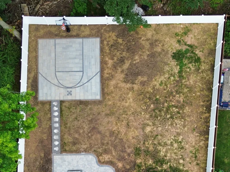 Fenced Backyard Court & Paver Pad