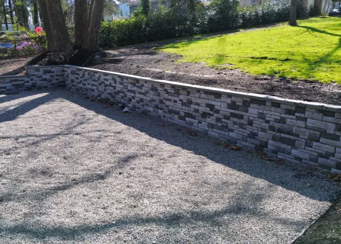 Stacked-Stone Retaining Wall