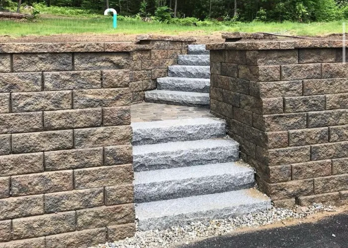 Block Wall with Granite Step Entry